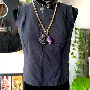 Emporio Armani Sleeveless Zipper Top - black